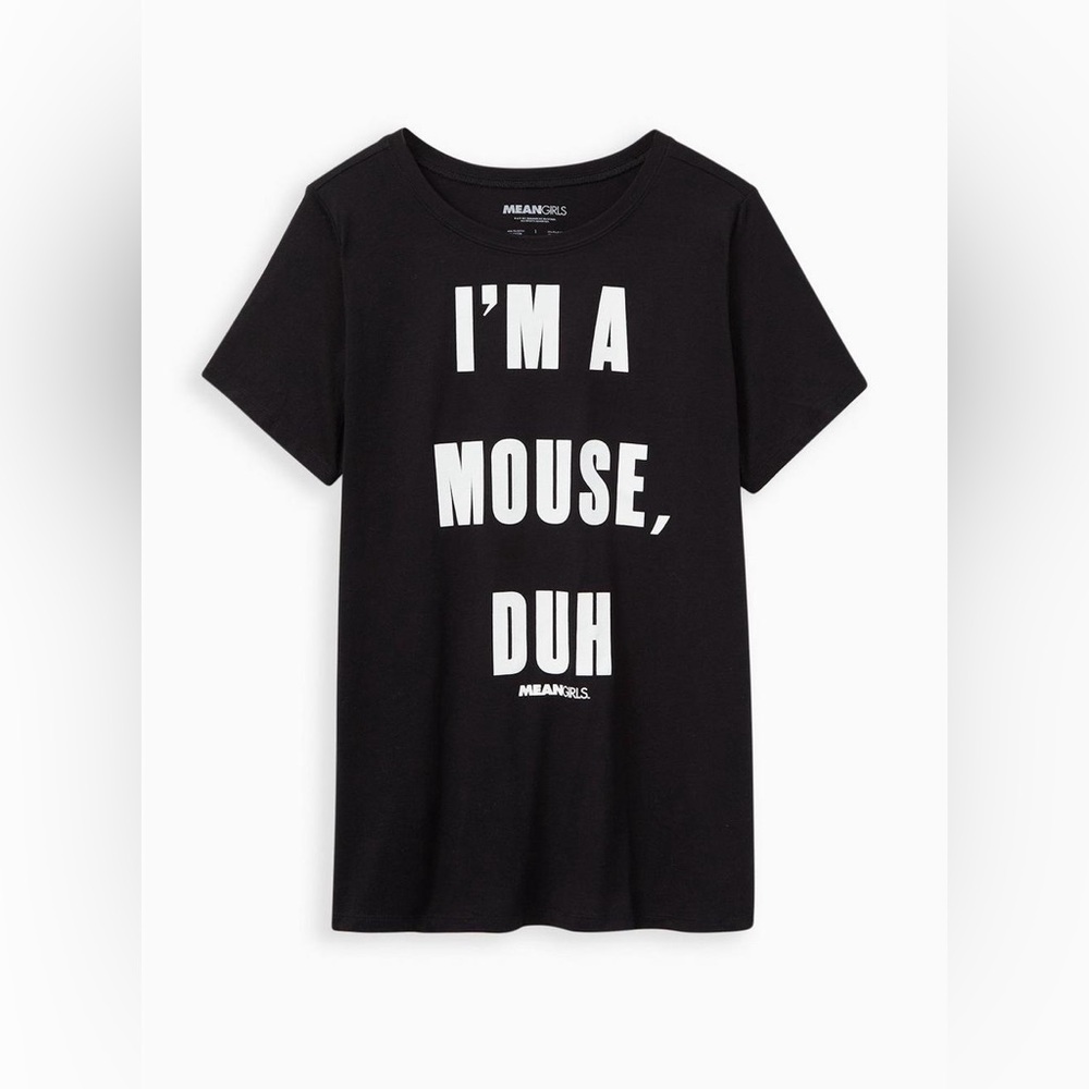 Torrid Slim Fit Crew Tee - Signature Jersey Mean Girls Mouse, Duh Black